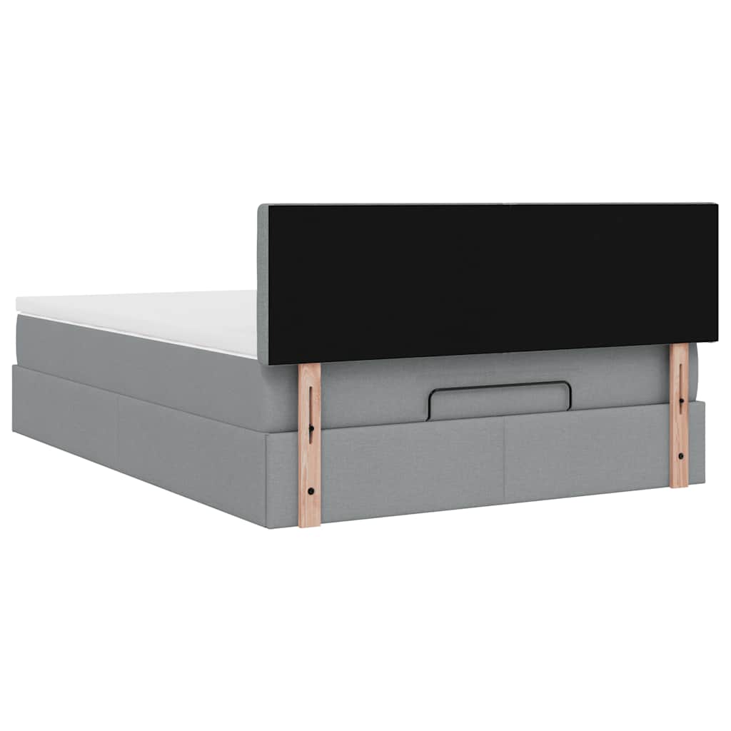 Ottoman bed met matras 140x200cm stof lichtgrijs