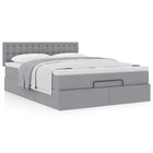 Ottoman bed with mattress 140x200cm fabric light grey