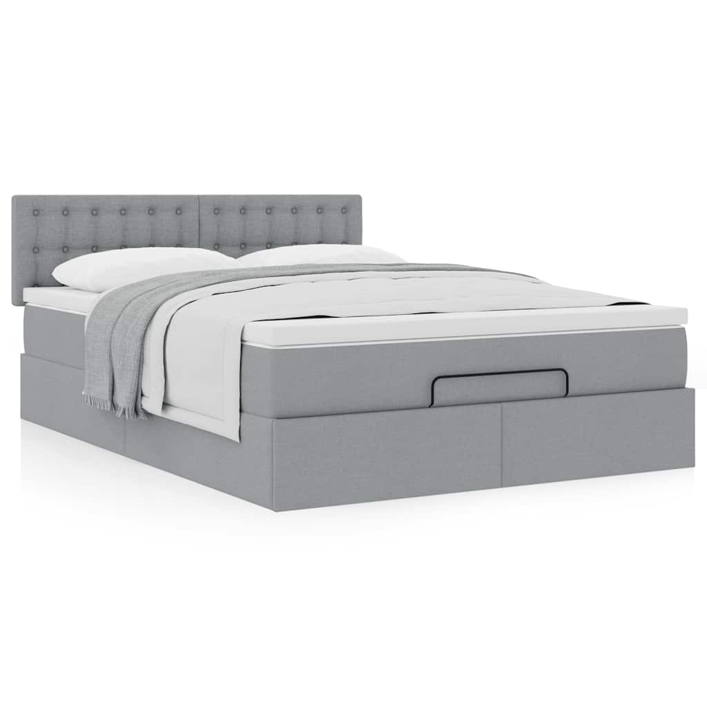 Ottoman bed met matras 140x200cm stof lichtgrijs
