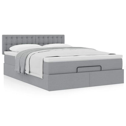 Ottoman bed met matras 140x200cm stof lichtgrijs