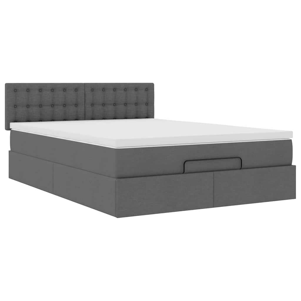 Ottoman bed met matras 140x200cm stof donkergrijs