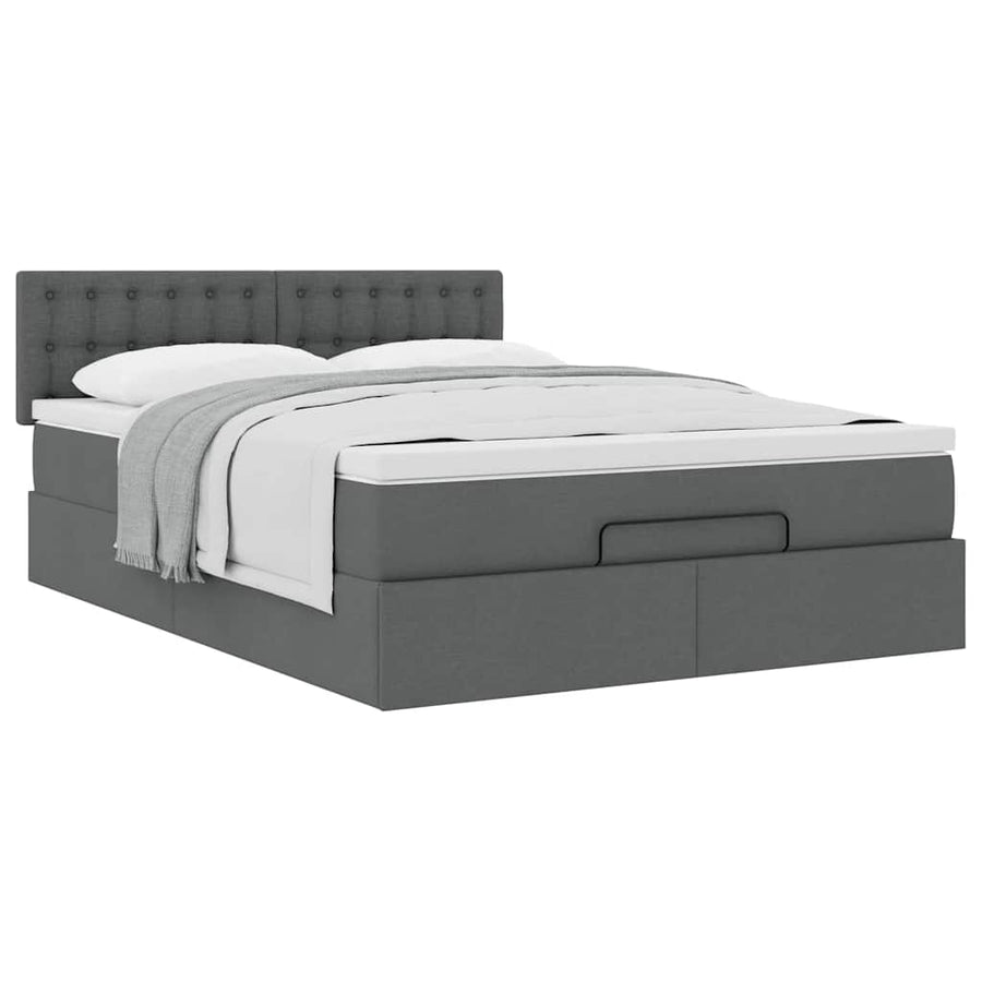 Ottoman bed met matras 140x200cm stof donkergrijs