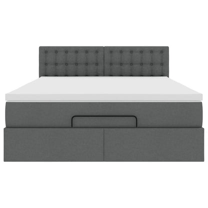 Ottoman bed met matras 140x200cm stof donkergrijs