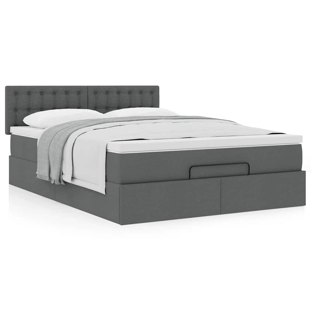 Ottoman bed met matras 140x200cm stof donkergrijs