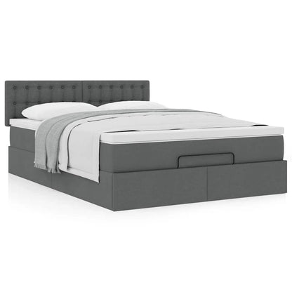 Ottoman bed met matras 140x200cm stof donkergrijs