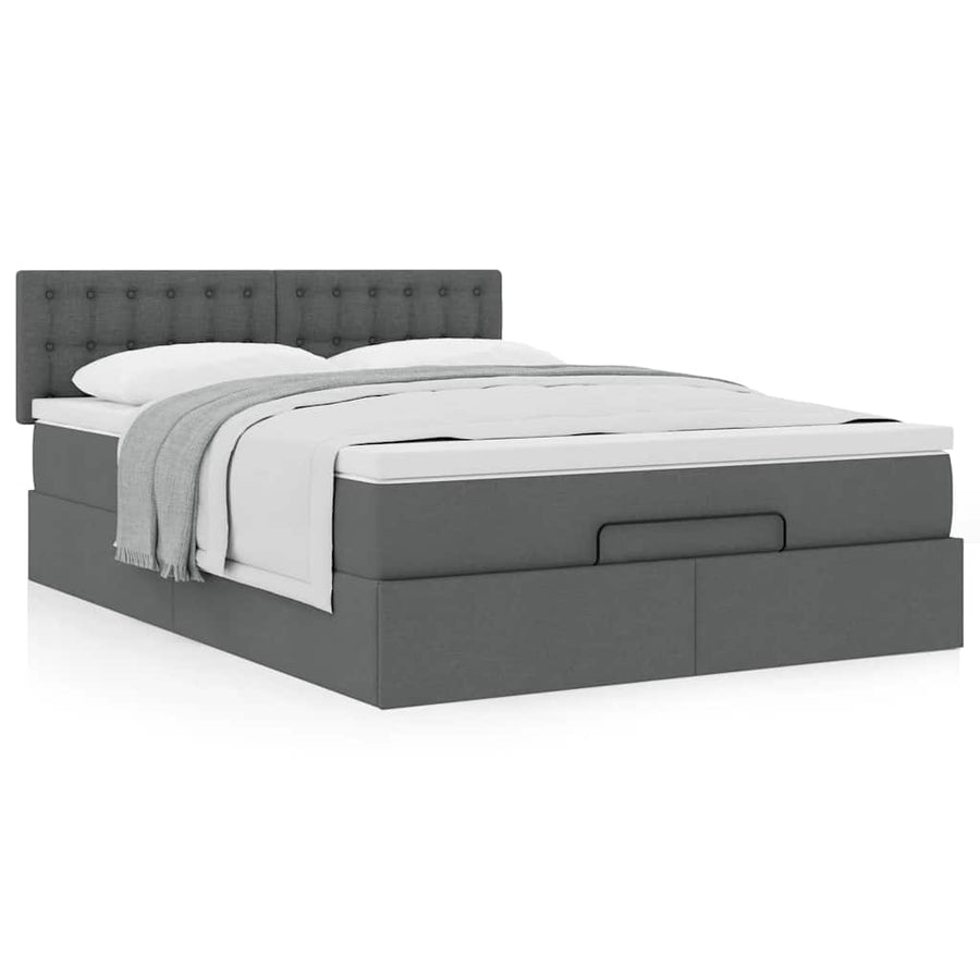 Ottoman bed met matras 140x200cm stof donkergrijs