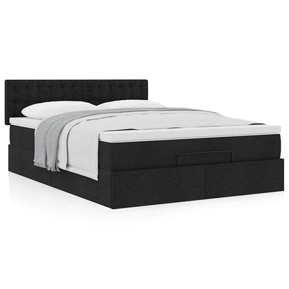Ottoman bed met matras 140x200cm stof zwart