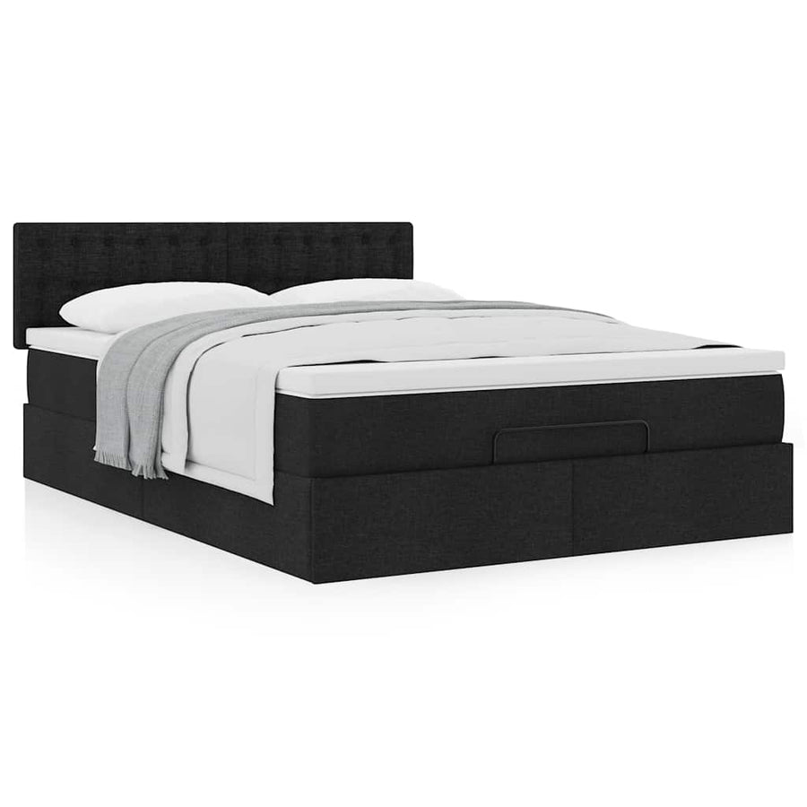 Ottoman bed met matras 140x200cm stof zwart