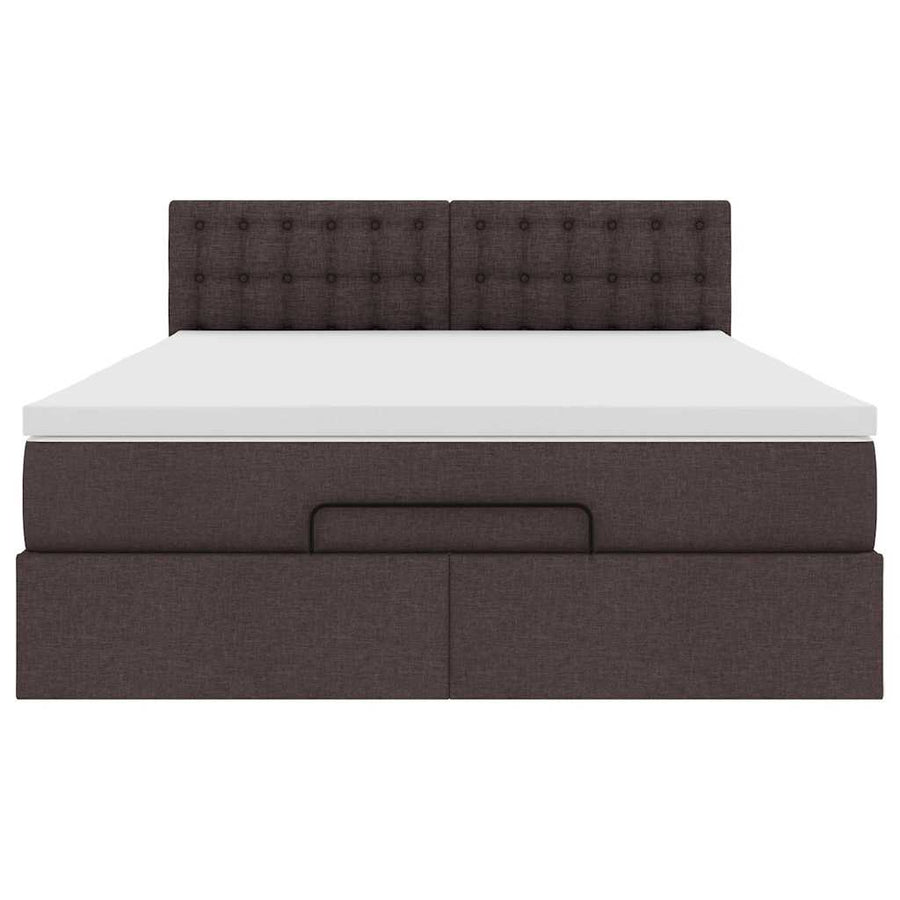 Ottoman bed met matras 140x200cm stof donkerbruin