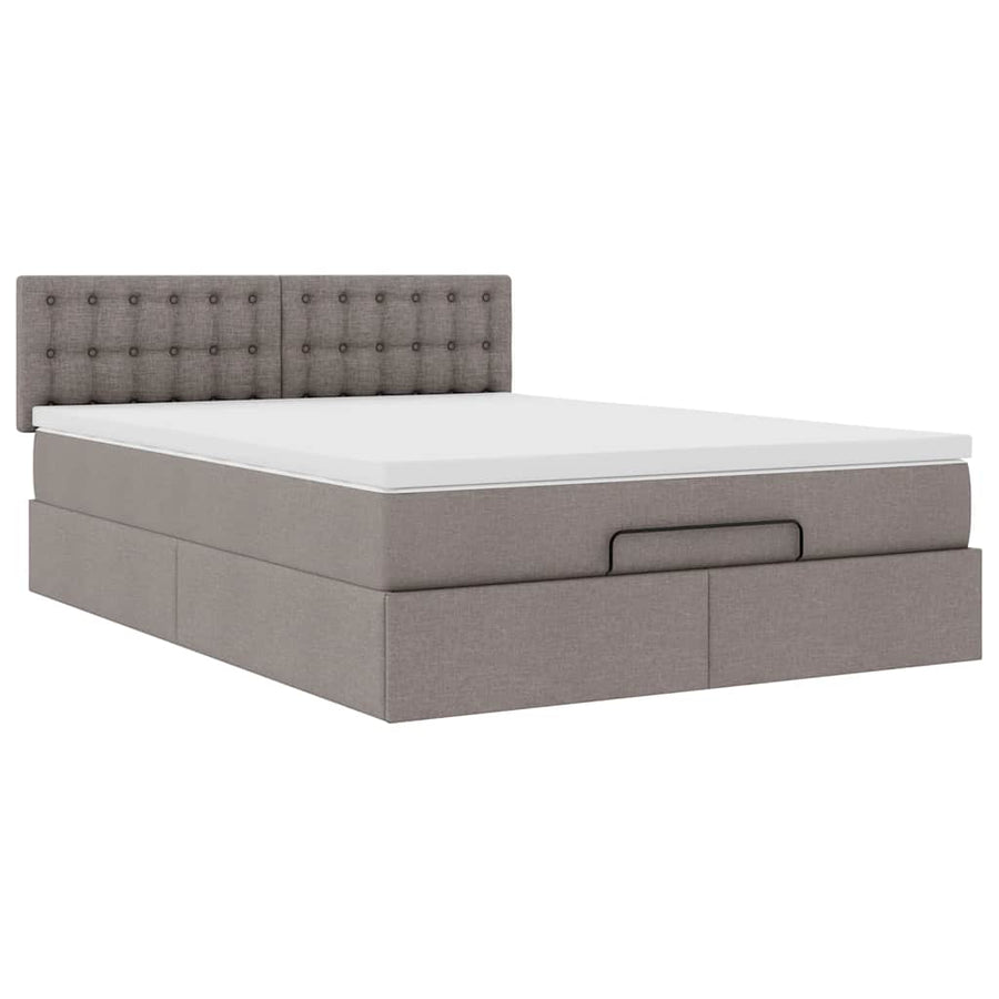 Ottoman bed met matras 140x200cm stof taupe