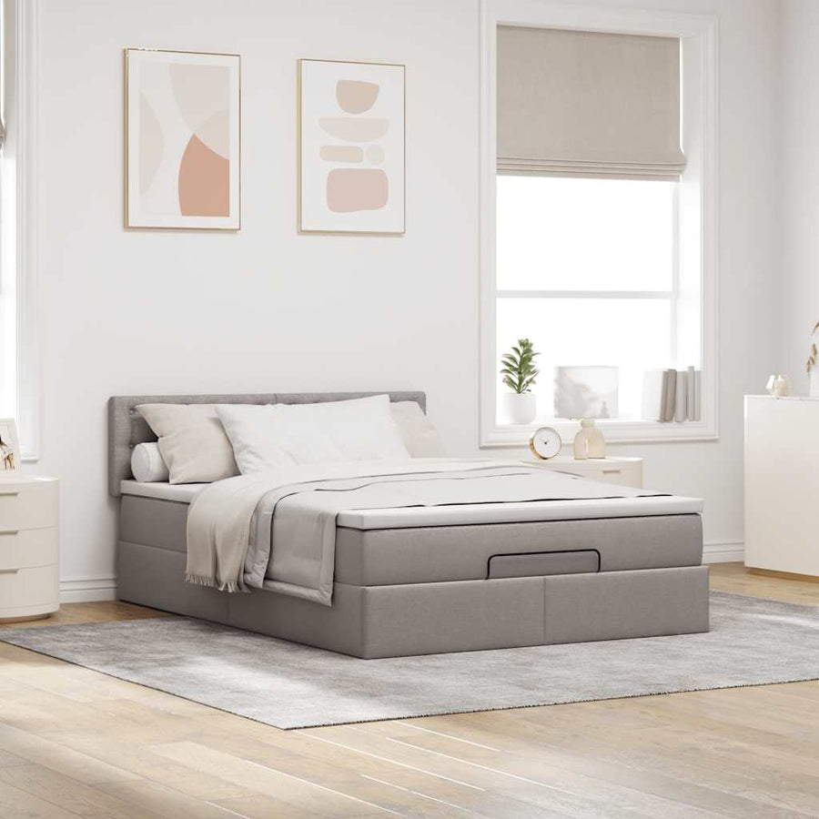 Ottoman bed met matras 140x200cm stof taupe