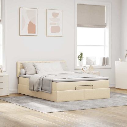 Ottoman bed met matras 140x200cm stof crèmekleurig