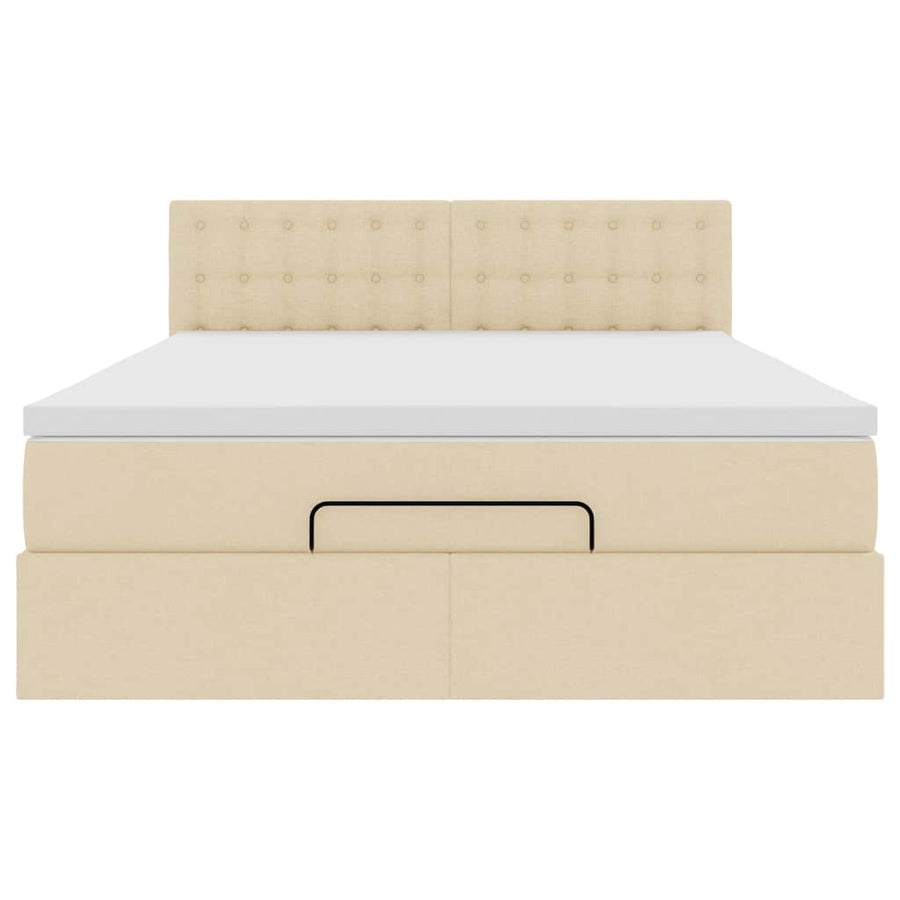 Ottoman bed met matras 140x200cm stof crèmekleurig