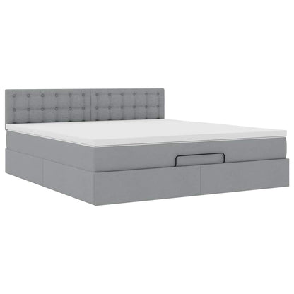Ottoman bed met matras 160x200cm stof lichtgrijs