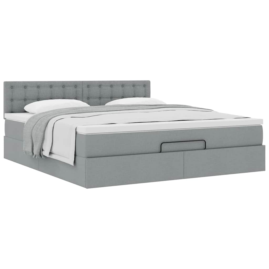 Ottoman bed met matras 160x200cm stof lichtgrijs