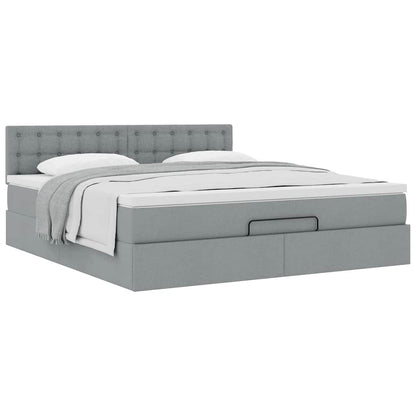 Ottoman bed met matras 160x200cm stof lichtgrijs