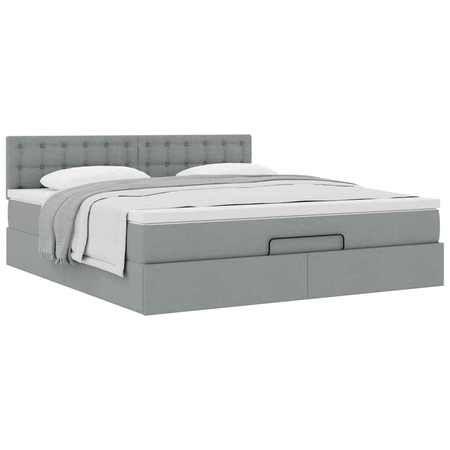 Ottoman bed met matras 160x200cm stof lichtgrijs