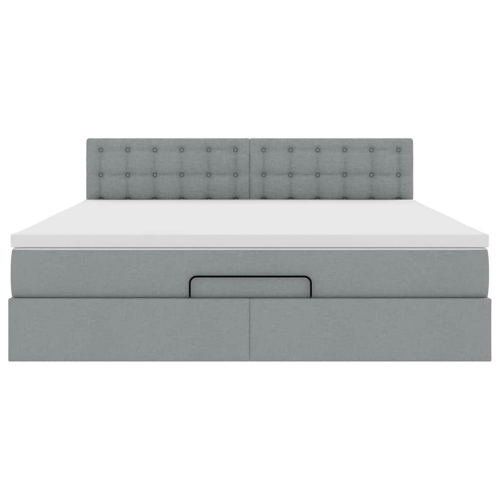Ottoman bed met matras 160x200cm stof lichtgrijs