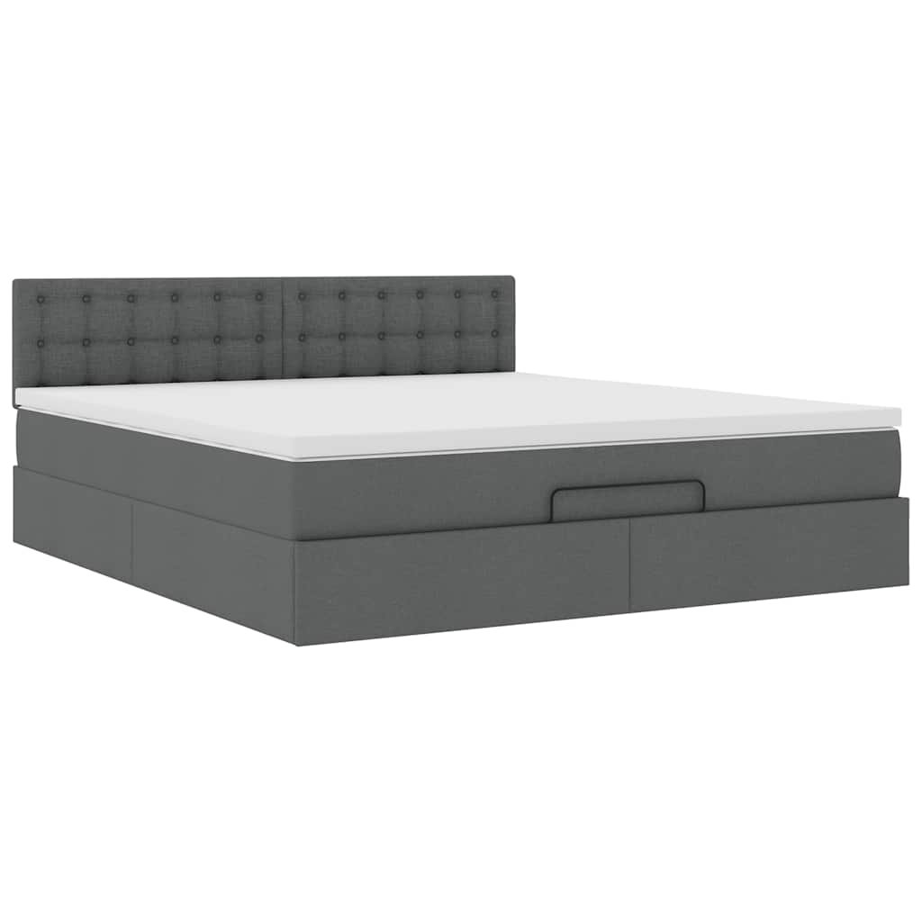 Ottoman bed met matras 160x200cm stof donkergrijs
