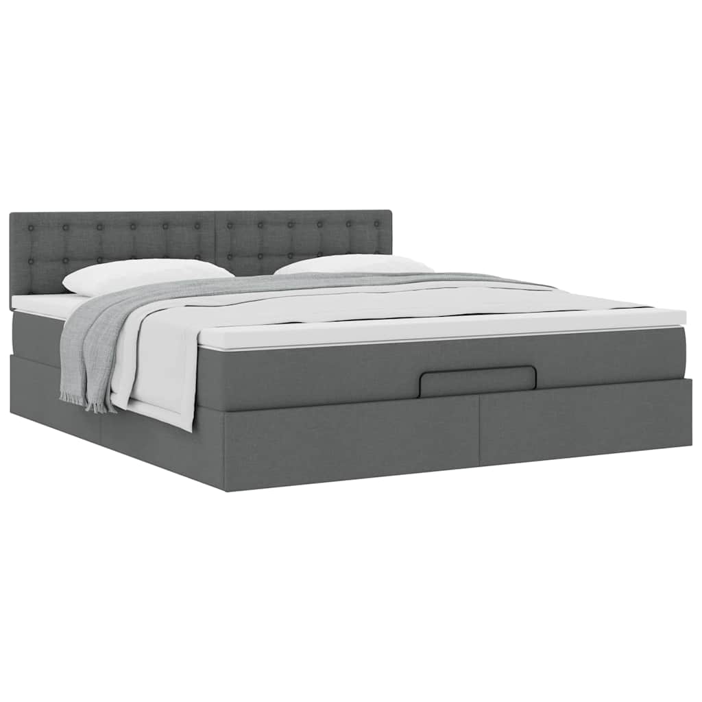Ottoman bed met matras 160x200cm stof donkergrijs