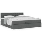 Ottoman bed with mattress 160x200cm dark grey fabric