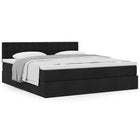 Ottoman bed with mattress 160x200cm black fabric
