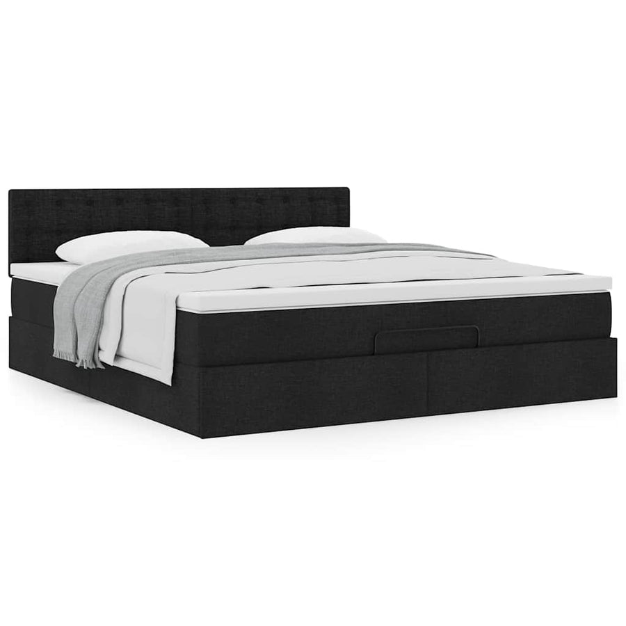 Ottoman bed met matras 160x200cm stof zwart