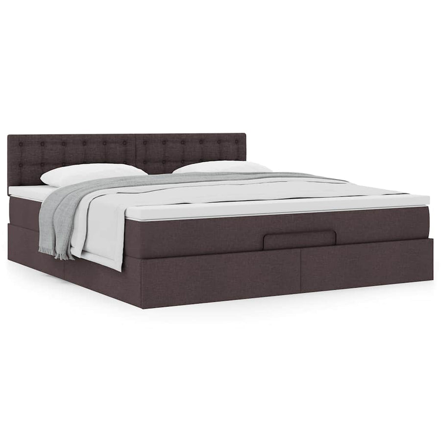 Ottoman bed met matras 160x200cm stof donkerbruin