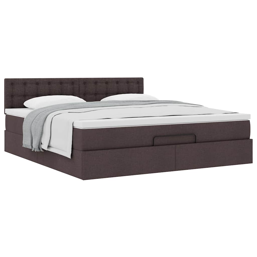 Ottoman bed met matras 160x200cm stof donkerbruin