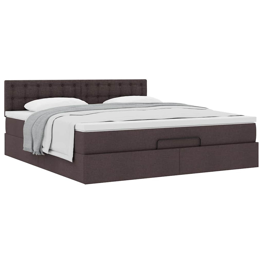 Ottoman bed met matras 160x200cm stof donkerbruin