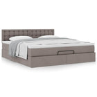 Ottoman bed with mattress 160x200cm fabric taupe