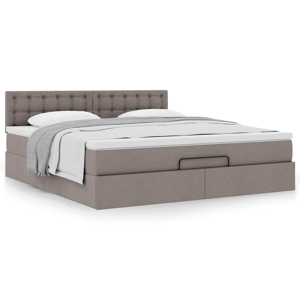 Ottoman bed met matras 160x200cm stof taupe