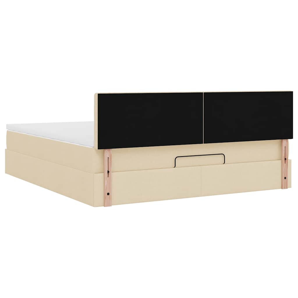 Ottoman bed met matras 160x200cm stof crèmekleurig