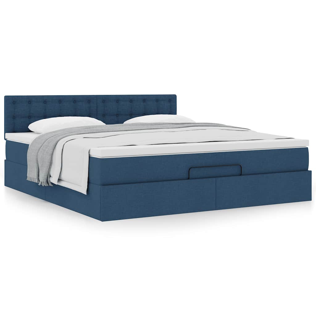 Ottoman bed met matras 160x200cm stof blauw
