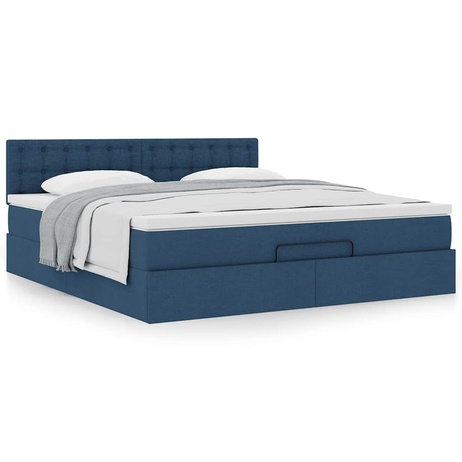 Ottoman bed met matras 160x200cm stof blauw