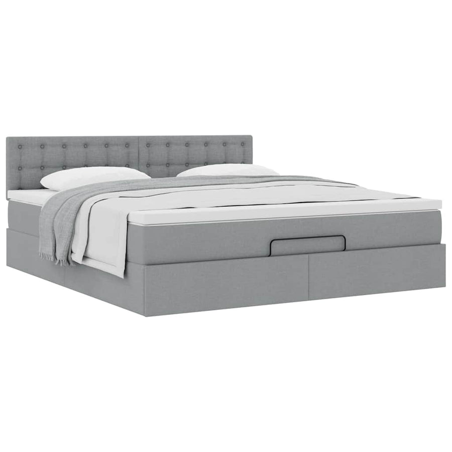 Ottoman bed met matras 180x200cm stof lichtgrijs