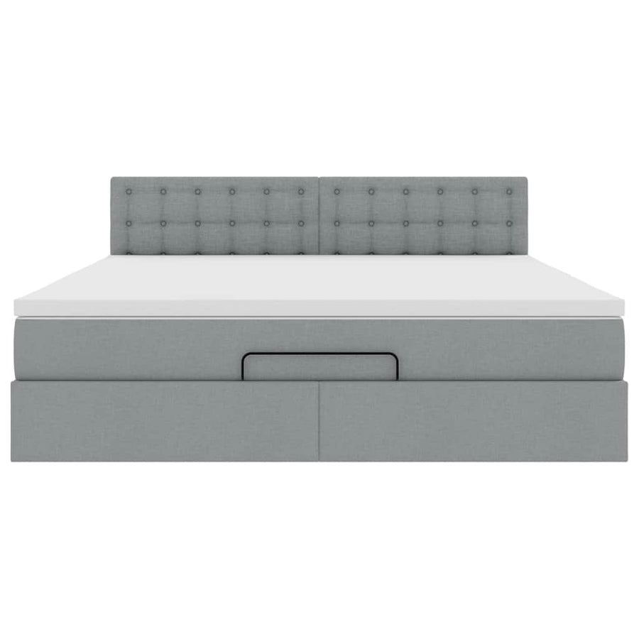 Ottoman bed met matras 180x200cm stof lichtgrijs