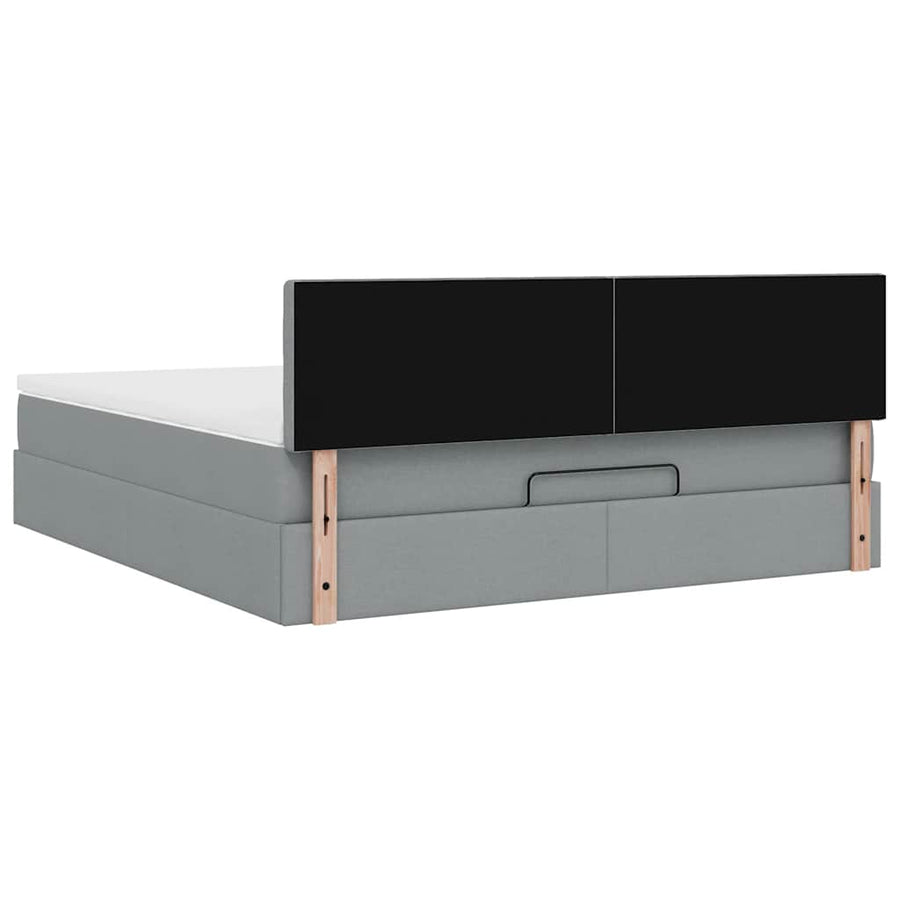 Ottoman bed met matras 180x200cm stof lichtgrijs