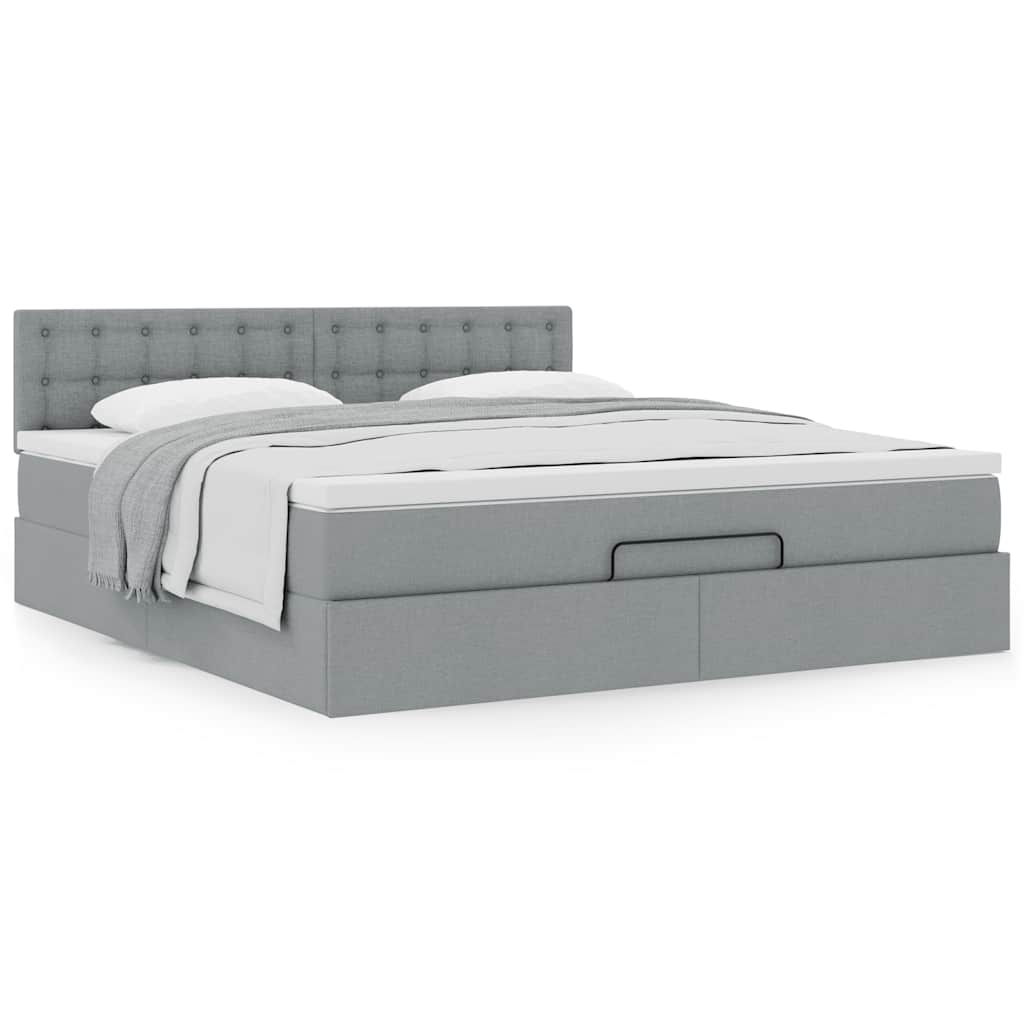 Ottoman bed met matras 180x200cm stof lichtgrijs