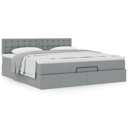 Ottoman bed met matras 180x200cm stof lichtgrijs