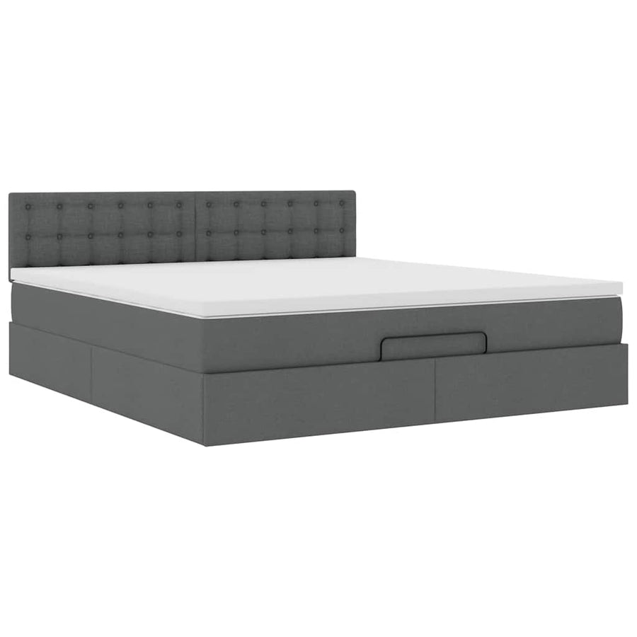 Ottoman bed met matras 180x200cm stof donkergrijs