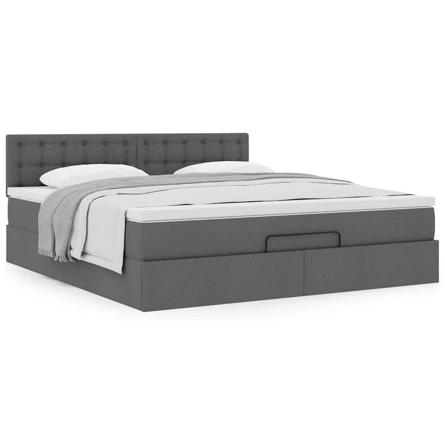 Ottoman bed met matras 180x200cm stof donkergrijs