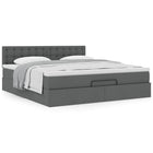 Ottoman bed with mattress 180x200cm dark grey fabric