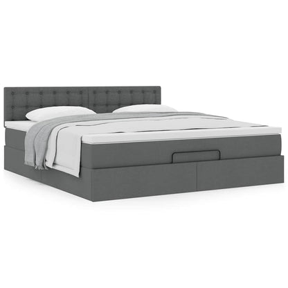 Ottoman bed met matras 180x200cm stof donkergrijs