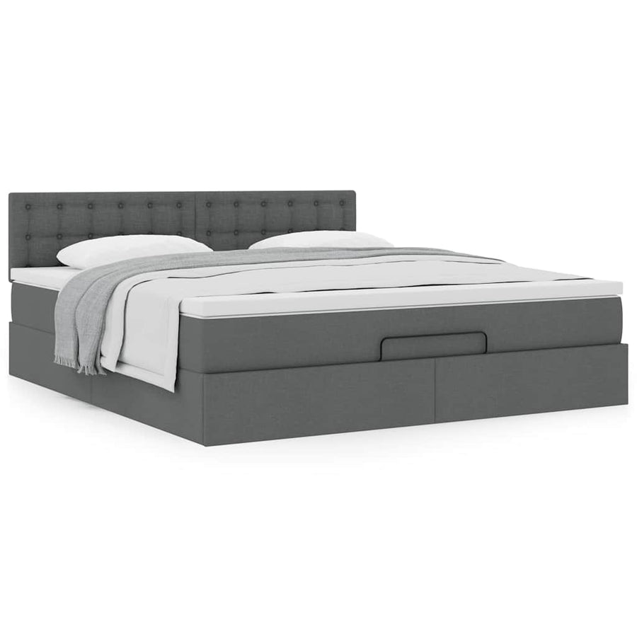 Ottoman bed met matras 180x200cm stof donkergrijs