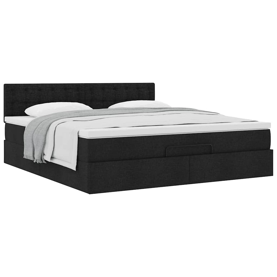 Ottoman bed met matras 180x200cm stof zwart