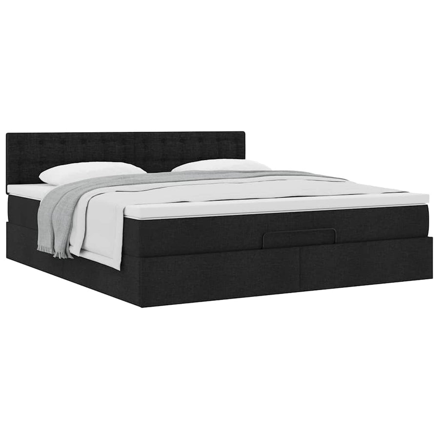Ottoman bed met matras 180x200cm stof zwart