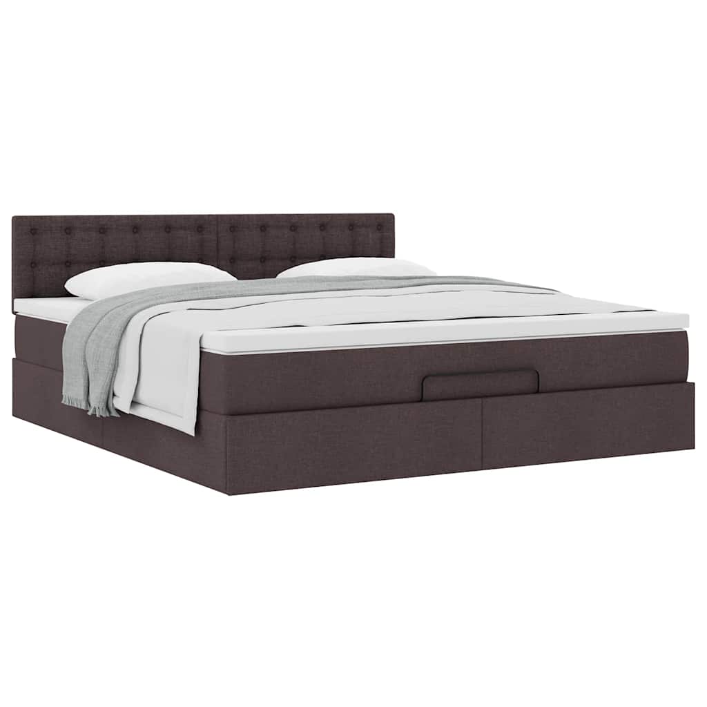 Ottoman bed met matras 180x200cm stof donkerbruin