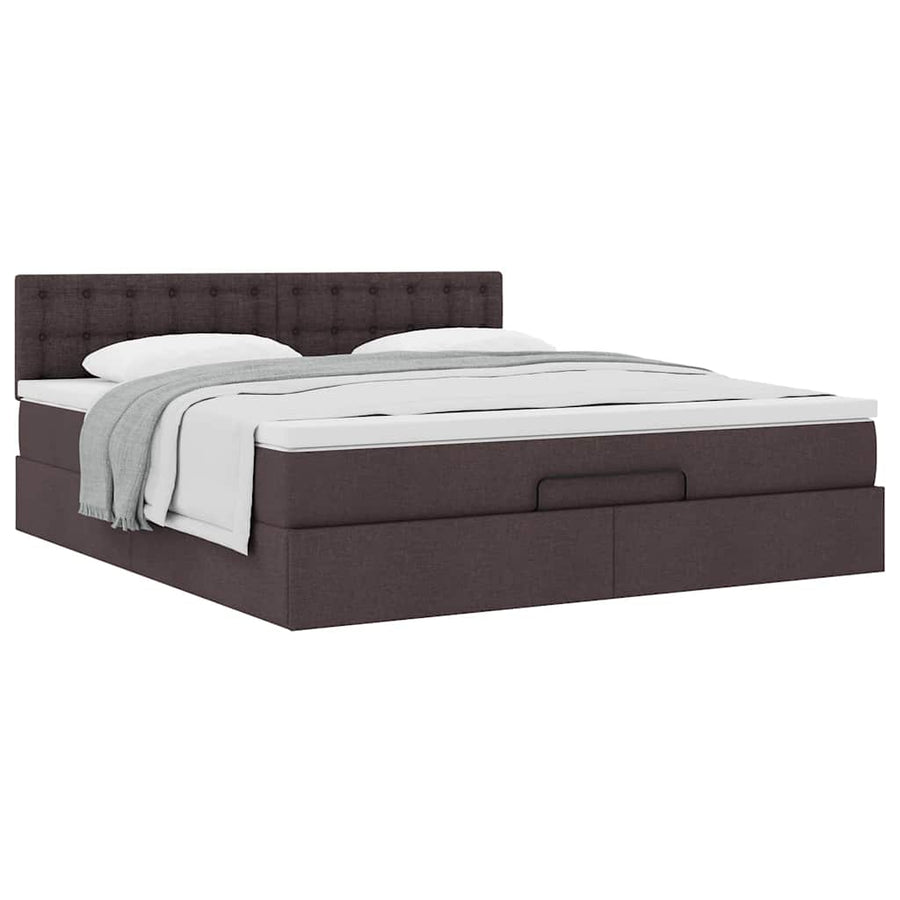 Ottoman bed met matras 180x200cm stof donkerbruin