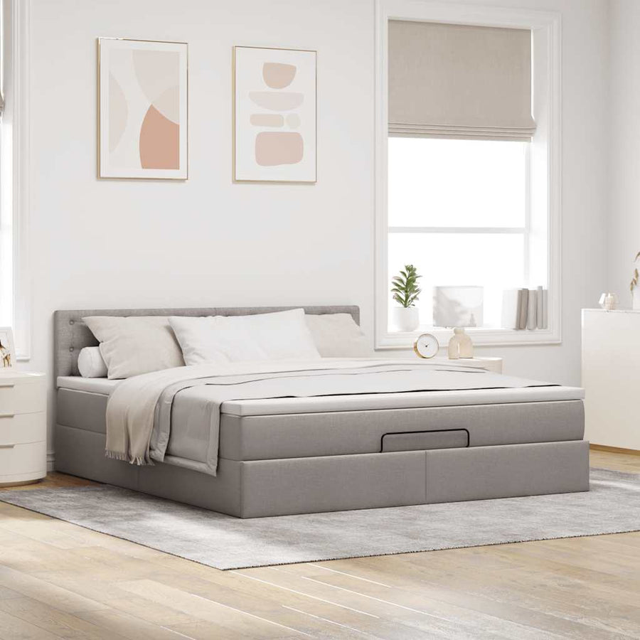 Ottoman bed met matras 180x200cm stof taupe